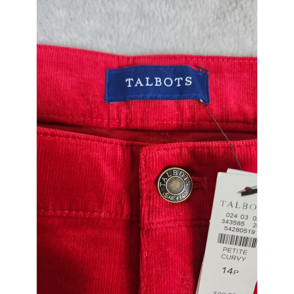 NWT Talbots Women's Red Corduroy High Waisted Straight Leg Pants Size 14P - Picture 7 of 15
